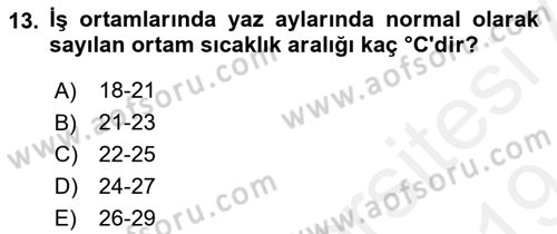 Hijyen ve Sanitasyon Dersi 2018 - 2019 Yılı (Final) Dönem Sonu Sınav Soruları 13. Soru