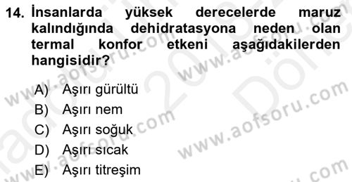 Hijyen ve Sanitasyon Dersi 2018 - 2019 Yılı (Final) Dönem Sonu Sınav Soruları 14. Soru