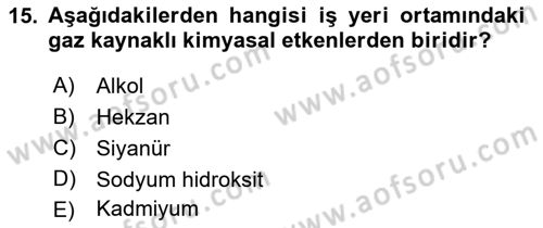Hijyen ve Sanitasyon Dersi 2018 - 2019 Yılı (Final) Dönem Sonu Sınav Soruları 15. Soru