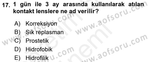 Hijyen ve Sanitasyon Dersi 2018 - 2019 Yılı (Final) Dönem Sonu Sınav Soruları 17. Soru