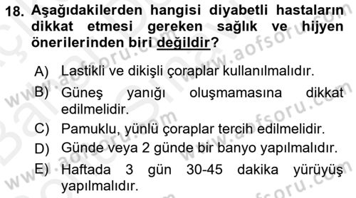 Hijyen ve Sanitasyon Dersi 2018 - 2019 Yılı (Final) Dönem Sonu Sınav Soruları 18. Soru