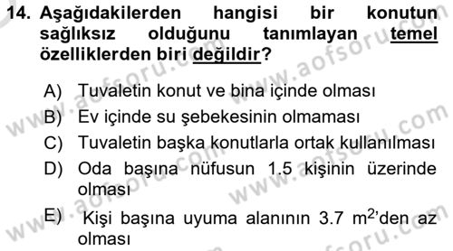 Hijyen ve Sanitasyon Dersi 2020 - 2021 Yılı Yaz Okulu Sınav Soruları 14. Soru
