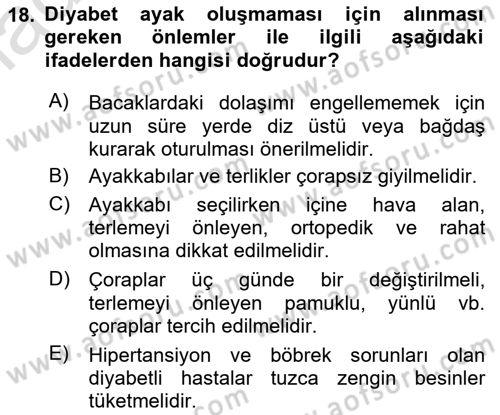 Hijyen ve Sanitasyon Dersi 2020 - 2021 Yılı Yaz Okulu Sınav Soruları 18. Soru