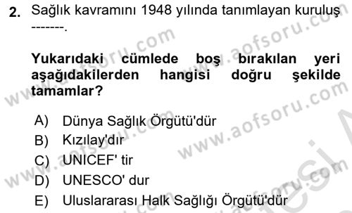 Hijyen ve Sanitasyon Dersi 2020 - 2021 Yılı Yaz Okulu Sınav Soruları 2. Soru