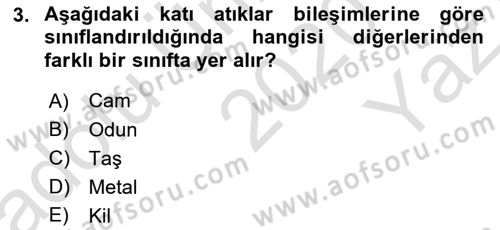 Hijyen ve Sanitasyon Dersi 2020 - 2021 Yılı Yaz Okulu Sınav Soruları 3. Soru
