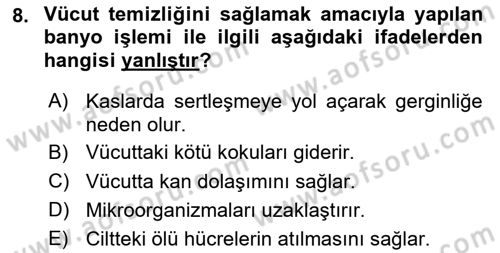 Hijyen ve Sanitasyon Dersi 2020 - 2021 Yılı Yaz Okulu Sınav Soruları 8. Soru