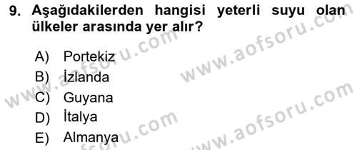 Hijyen ve Sanitasyon Dersi 2020 - 2021 Yılı Yaz Okulu Sınav Soruları 9. Soru