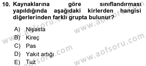 Hijyen ve Sanitasyon Dersi 2021 - 2022 Yılı (Vize) Ara Sınav Soruları 10. Soru
