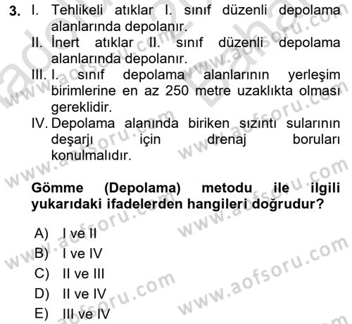Hijyen ve Sanitasyon Dersi 2021 - 2022 Yılı (Vize) Ara Sınav Soruları 3. Soru