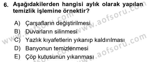 Hijyen ve Sanitasyon Dersi 2021 - 2022 Yılı (Vize) Ara Sınav Soruları 6. Soru