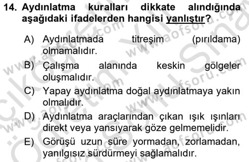 Hijyen ve Sanitasyon Dersi 2021 - 2022 Yılı (Final) Dönem Sonu Sınav Soruları 14. Soru