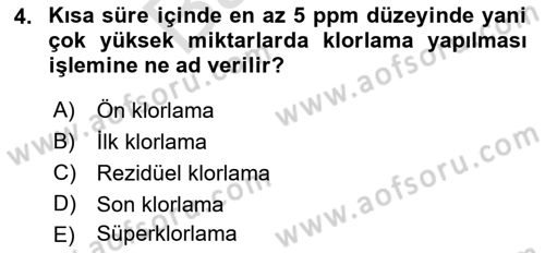 Hijyen ve Sanitasyon Dersi 2021 - 2022 Yılı (Final) Dönem Sonu Sınav Soruları 4. Soru