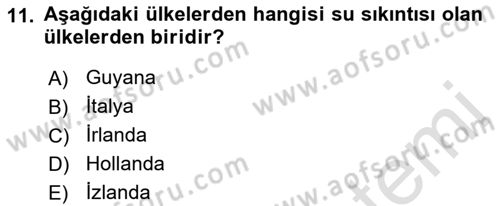 Hijyen ve Sanitasyon Dersi 2021 - 2022 Yılı Yaz Okulu Sınav Soruları 11. Soru