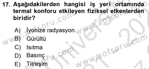 Hijyen ve Sanitasyon Dersi 2021 - 2022 Yılı Yaz Okulu Sınav Soruları 17. Soru