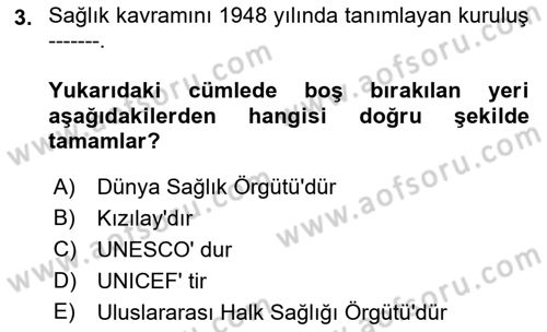 Hijyen ve Sanitasyon Dersi 2021 - 2022 Yılı Yaz Okulu Sınav Soruları 3. Soru
