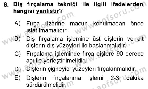 Hijyen ve Sanitasyon Dersi 2021 - 2022 Yılı Yaz Okulu Sınav Soruları 8. Soru