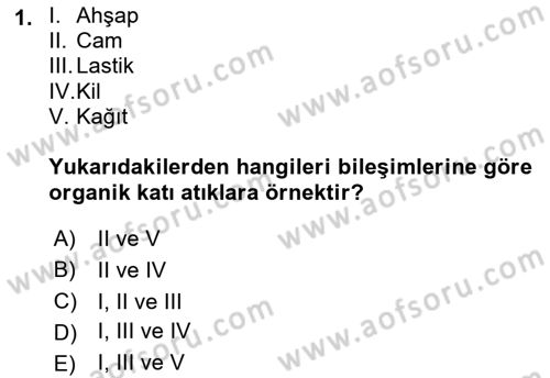 Hijyen ve Sanitasyon Dersi 2022 - 2023 Yılı Yaz Okulu Sınav Soruları 1. Soru
