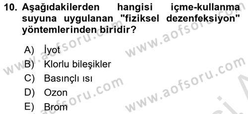 Hijyen ve Sanitasyon Dersi 2022 - 2023 Yılı Yaz Okulu Sınav Soruları 10. Soru