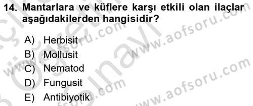 Hijyen ve Sanitasyon Dersi 2022 - 2023 Yılı Yaz Okulu Sınav Soruları 14. Soru