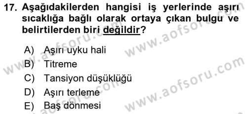 Hijyen ve Sanitasyon Dersi 2022 - 2023 Yılı Yaz Okulu Sınav Soruları 17. Soru