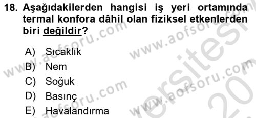 Hijyen ve Sanitasyon Dersi 2022 - 2023 Yılı Yaz Okulu Sınav Soruları 18. Soru