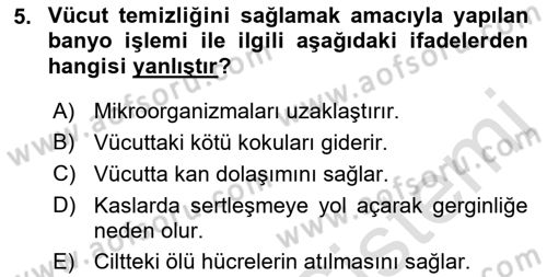 Hijyen ve Sanitasyon Dersi 2022 - 2023 Yılı Yaz Okulu Sınav Soruları 5. Soru