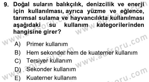 Hijyen ve Sanitasyon Dersi 2022 - 2023 Yılı Yaz Okulu Sınav Soruları 9. Soru