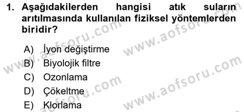 Hijyen ve Sanitasyon Dersi 2023 - 2024 Yılı (Vize) Ara Sınav Soruları 1. Soru