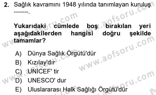 Hijyen ve Sanitasyon Dersi 2023 - 2024 Yılı (Vize) Ara Sınav Soruları 2. Soru