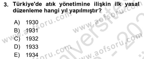 Hijyen ve Sanitasyon Dersi 2023 - 2024 Yılı (Vize) Ara Sınav Soruları 3. Soru