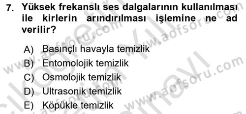 Hijyen ve Sanitasyon Dersi 2023 - 2024 Yılı (Vize) Ara Sınav Soruları 7. Soru
