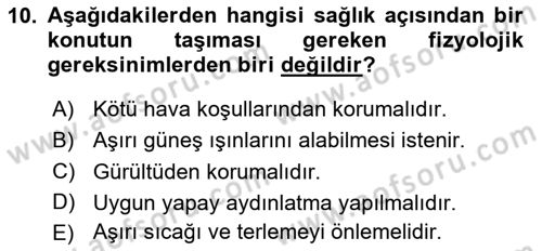 Hijyen ve Sanitasyon Dersi 2023 - 2024 Yılı (Final) Dönem Sonu Sınav Soruları 10. Soru