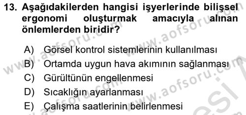 Hijyen ve Sanitasyon Dersi 2023 - 2024 Yılı (Final) Dönem Sonu Sınav Soruları 13. Soru