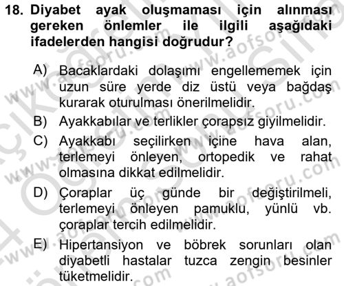 Hijyen ve Sanitasyon Dersi 2023 - 2024 Yılı (Final) Dönem Sonu Sınav Soruları 18. Soru