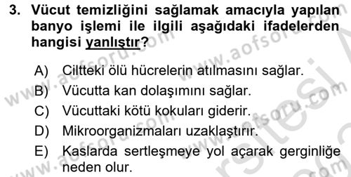 Hijyen ve Sanitasyon Dersi 2023 - 2024 Yılı (Final) Dönem Sonu Sınav Soruları 3. Soru