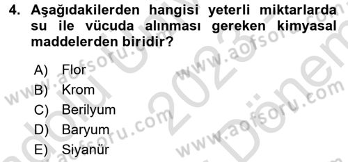 Hijyen ve Sanitasyon Dersi 2023 - 2024 Yılı (Final) Dönem Sonu Sınav Soruları 4. Soru