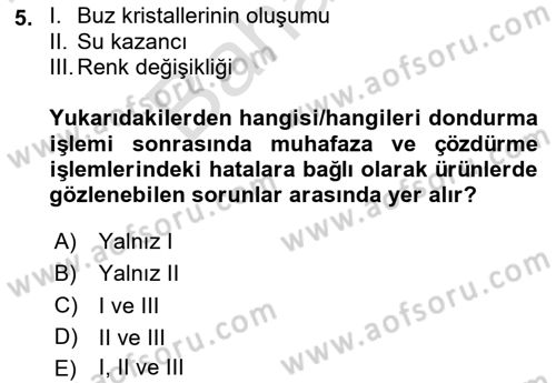 Hijyen ve Sanitasyon Dersi 2023 - 2024 Yılı (Final) Dönem Sonu Sınav Soruları 5. Soru