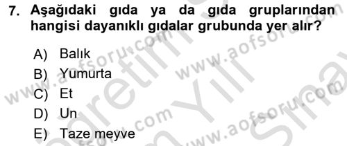 Hijyen ve Sanitasyon Dersi 2023 - 2024 Yılı (Final) Dönem Sonu Sınav Soruları 7. Soru