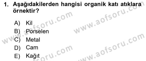 Hijyen ve Sanitasyon Dersi 2023 - 2024 Yılı Yaz Okulu Sınav Soruları 1. Soru