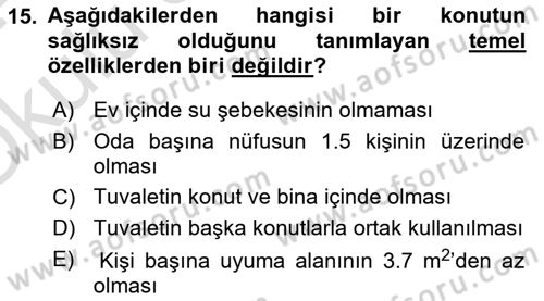Hijyen ve Sanitasyon Dersi 2023 - 2024 Yılı Yaz Okulu Sınav Soruları 15. Soru