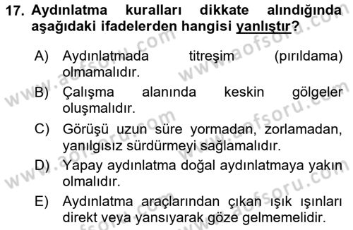 Hijyen ve Sanitasyon Dersi 2023 - 2024 Yılı Yaz Okulu Sınav Soruları 17. Soru