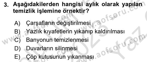 Hijyen ve Sanitasyon Dersi 2023 - 2024 Yılı Yaz Okulu Sınav Soruları 3. Soru