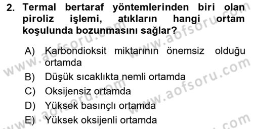 Hijyen ve Sanitasyon Dersi 2024 - 2025 Yılı (Vize) Ara Sınav Soruları 2. Soru