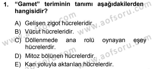 Temel Veteriner Genetik Dersi Ara Sınavı Deneme Sınav Soruları 1. Soru