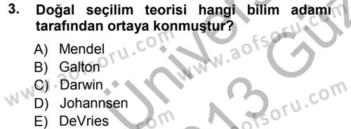 Temel Veteriner Genetik Dersi Ara Sınavı Deneme Sınav Soruları 3. Soru