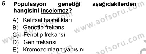 Temel Veteriner Genetik Dersi Ara Sınavı Deneme Sınav Soruları 5. Soru