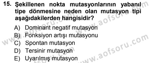 Temel Veteriner Genetik Dersi 2012 - 2013 Yılı (Final) Dönem Sonu Sınav Soruları 15. Soru