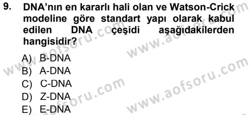 Temel Veteriner Genetik Dersi 2012 - 2013 Yılı (Final) Dönem Sonu Sınav Soruları 9. Soru