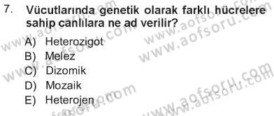 Temel Veteriner Genetik Dersi 2012 - 2013 Yılı Tek Ders Sınav Soruları 7. Soru