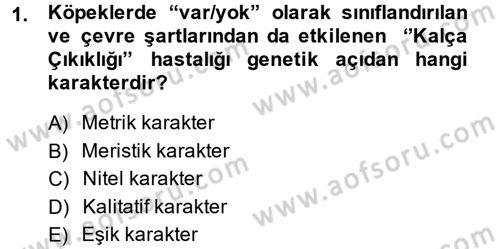 Temel Veteriner Genetik Dersi 2013 - 2014 Yılı (Vize) Ara Sınav Soruları 1. Soru